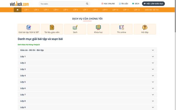 Screenshot of vietjack.com