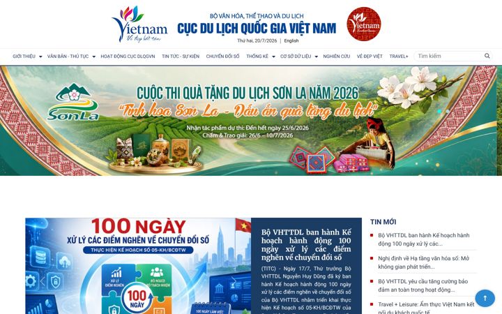 Screenshot of vietnamtourism.gov.vn