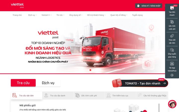 Screenshot of viettelpost.com.vn