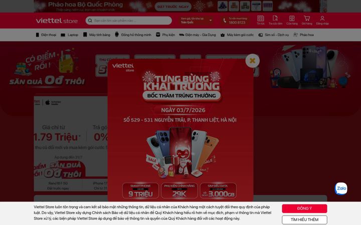 Screenshot of viettelstore.vn