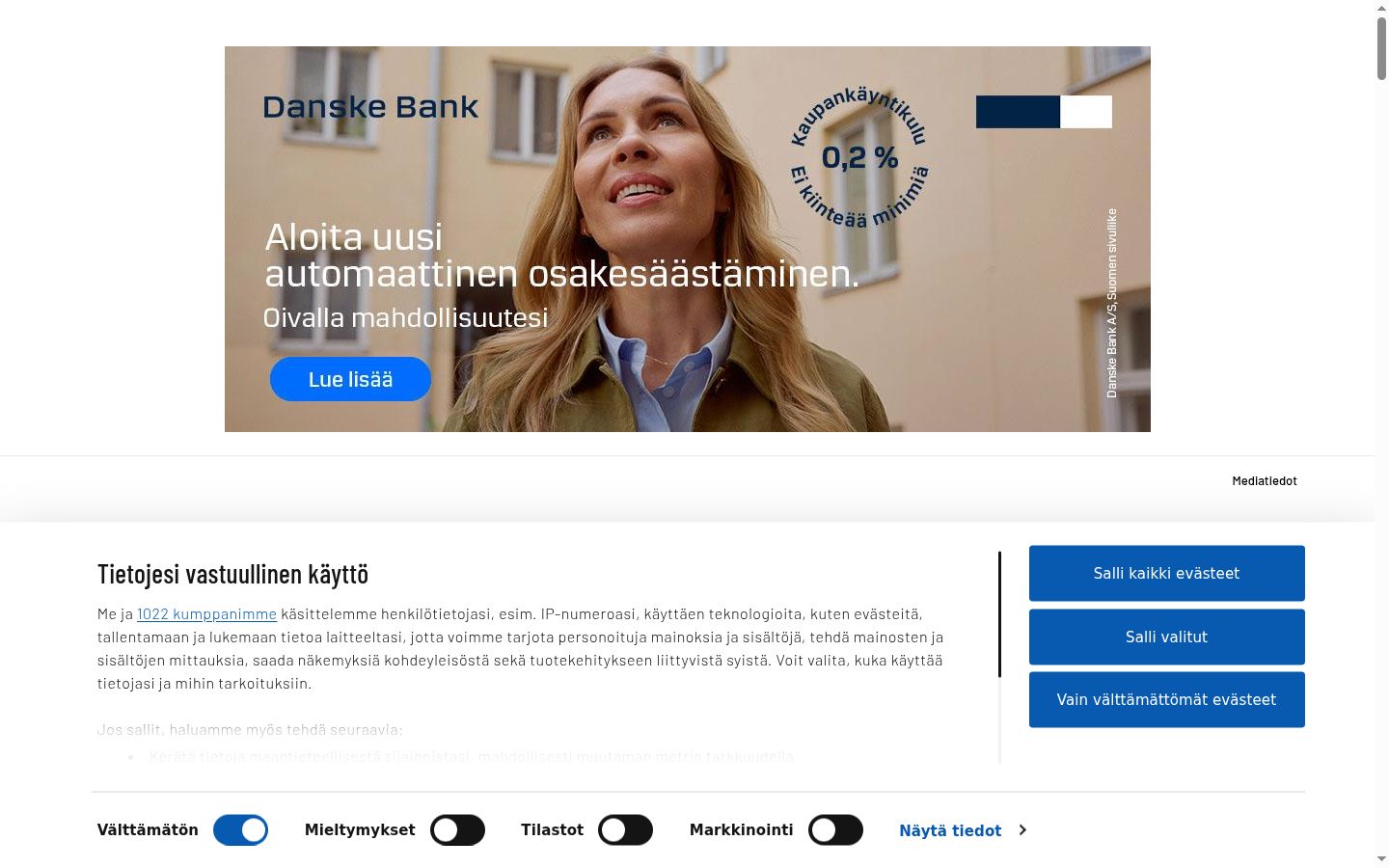 Ekraanipilt nõusolekubännerist, mida näidati enne mis tahes suhtlust