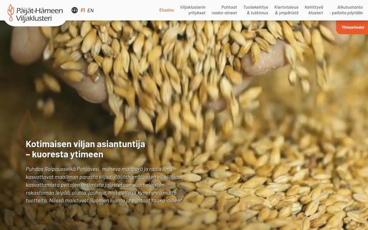 Skärmbild av viljaklusteri.fi