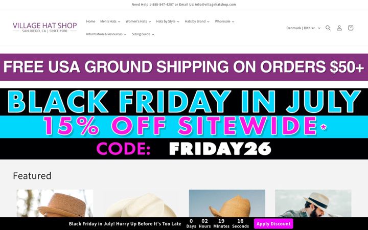 Screenshot of villagehatshop.com