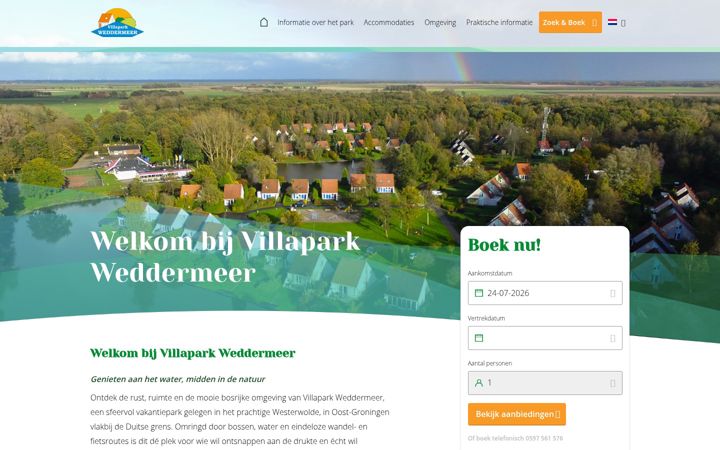Snímek obrazovky villapark-weddermeer.nl