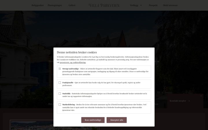 Screenshot stránky villaparkveien.no