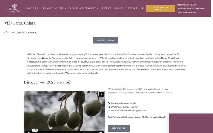 Screenshot van villasantachiarasiena.com
