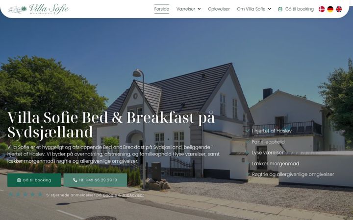 Skærmbillede af villasofie.dk