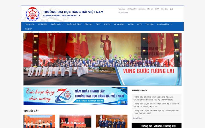 Screenshot of vimaru.edu.vn