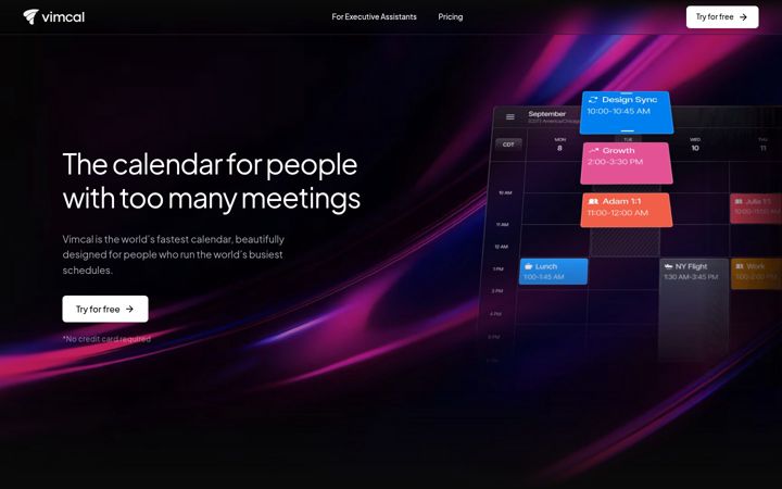 Screenshot of vimcal.com