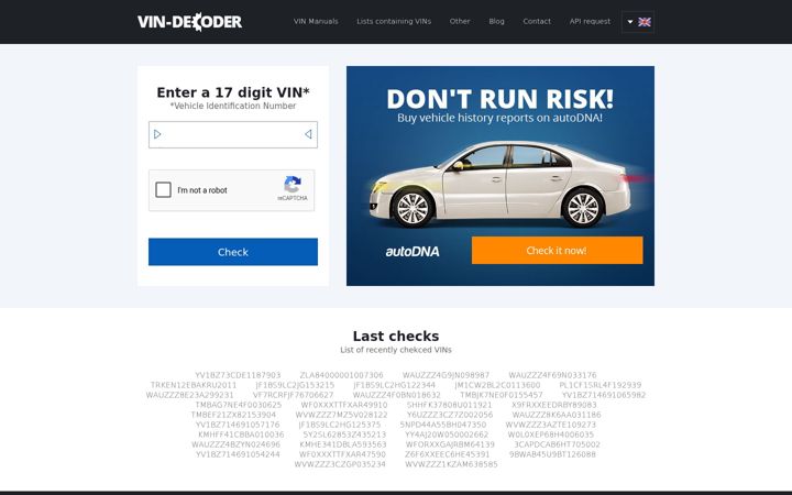 Screenshot of vin-decoder.com