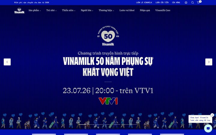 Screenshot of vinamilk.com.vn