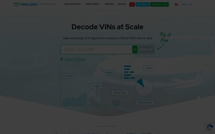 Screenshot of vincario.com