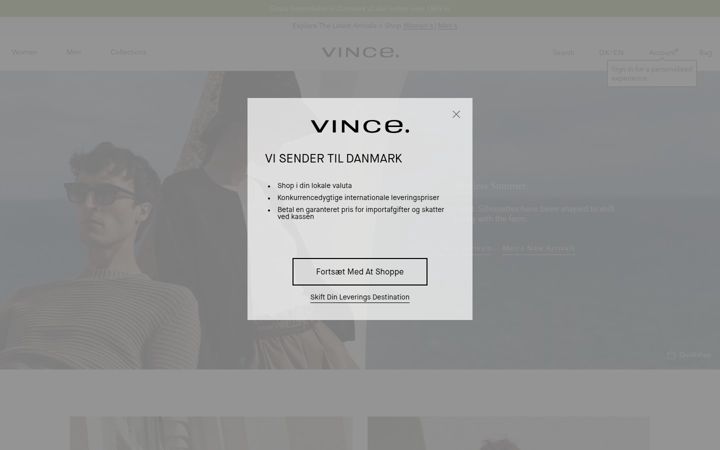Screenshot of vince.com