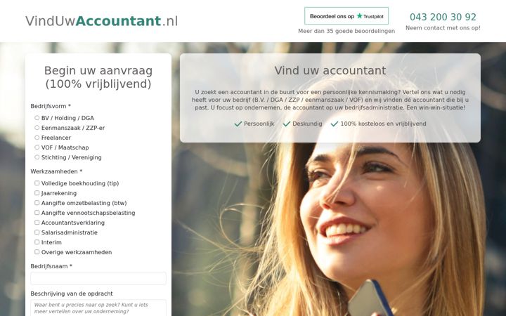 Screenshot stránky vinduwaccountant.nl