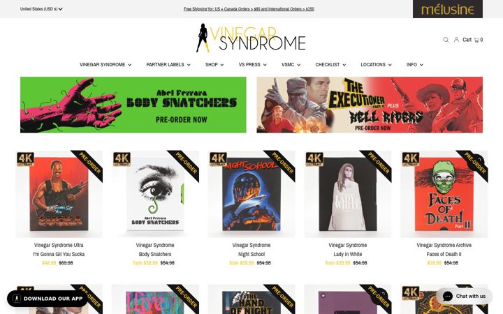 Screenshot of vinegarsyndrome.com
