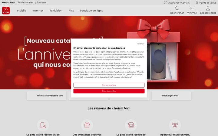 Capture d'écran de vini.pf