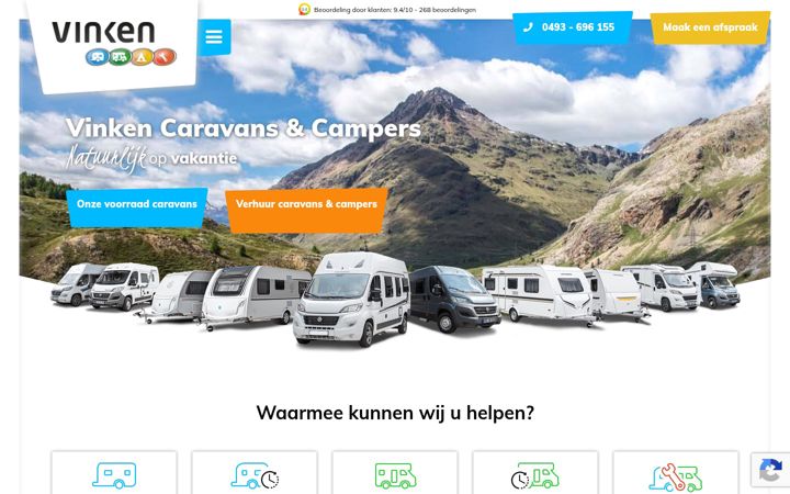 Screenshot του vinkencaravans.nl