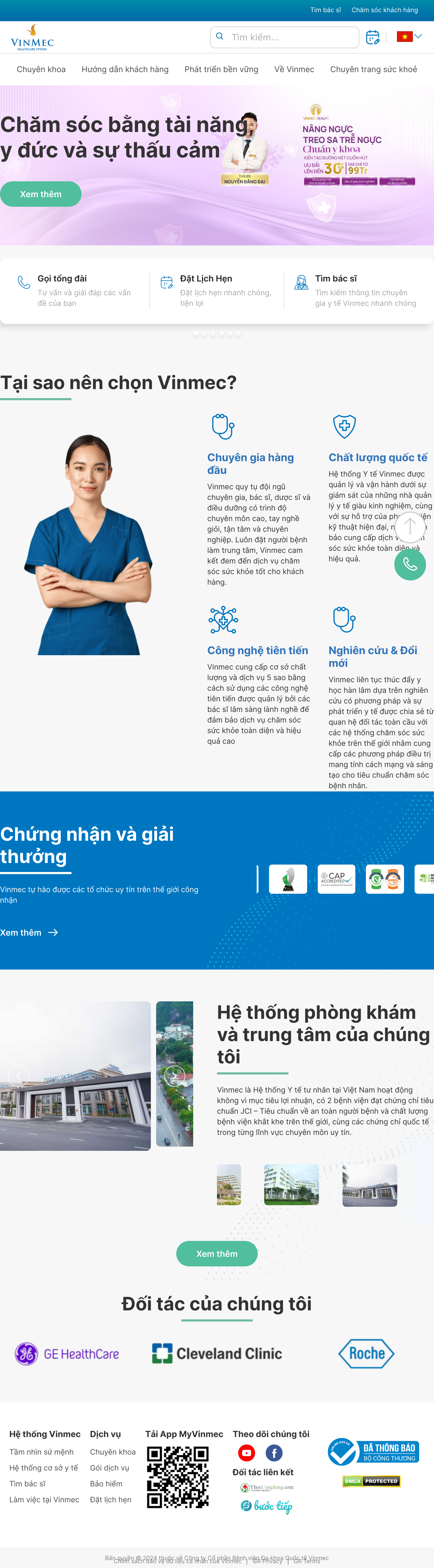 Tablet screenshot of vinmec.com