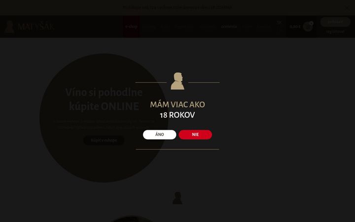 Snímek obrazovky vinomatysak.sk