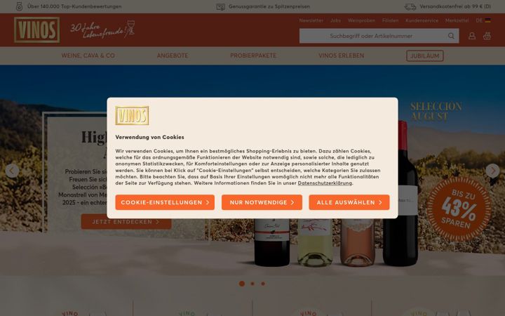 Screenshot of vinos.de