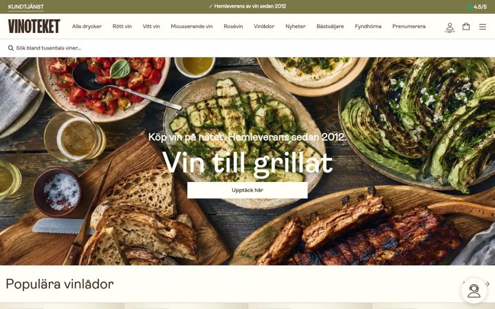 Screenshot of vinoteket.se
