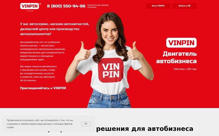 Screenshot of vinpin.ru