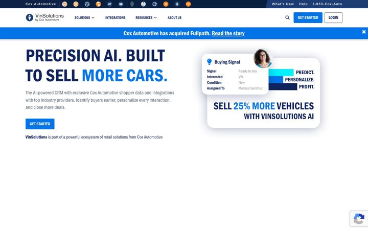 Screenshot of vinsolutions.com