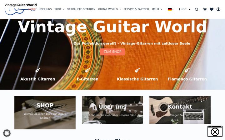 Screenshot of vintage-guitar-world.com
