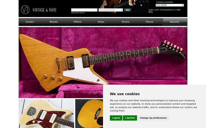 Screenshot of vintageandrare.com