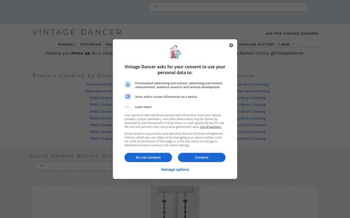 Screenshot of vintagedancer.com