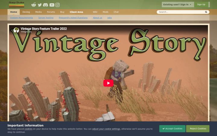 Screenshot di vintagestory.at