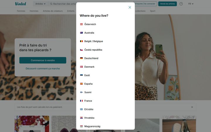 Snímek obrazovky vinted.be