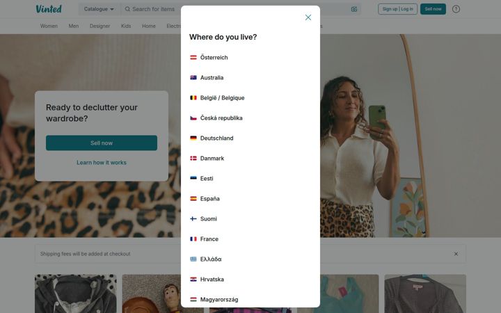 Screenshot of vinted.co.uk