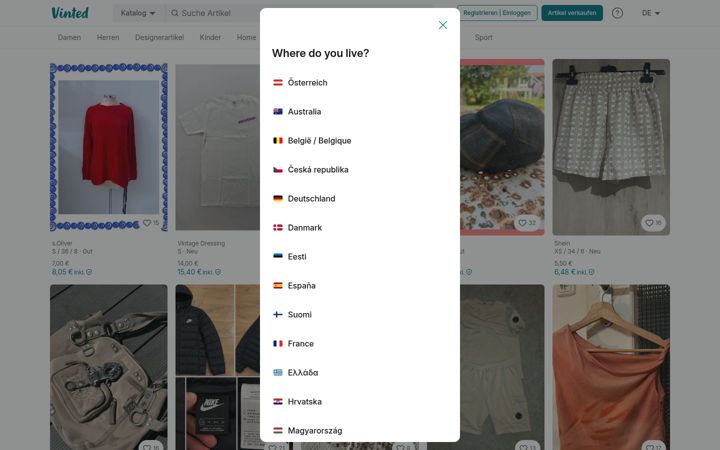 Zrzut ekranu vinted.de