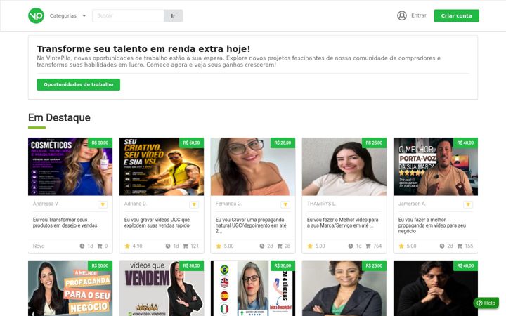 Screenshot of vintepila.com.br