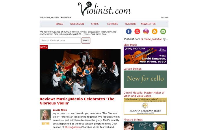 Screenshot of violinist.com
