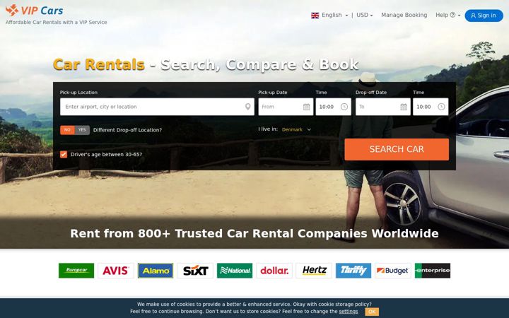 Screenshot of vipcars.com