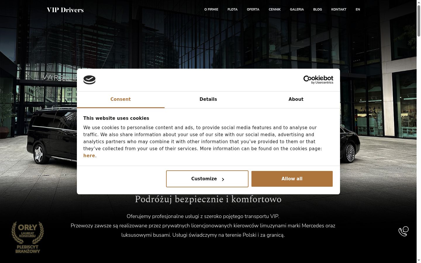 Screenshot des Einwilligungsbanners vor jeglicher Interaktion