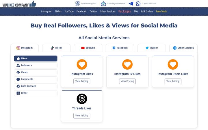 Screenshot of viplikes.net