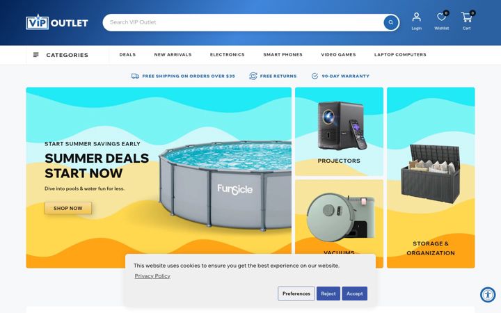 Екранна снимка на vipoutlet.com