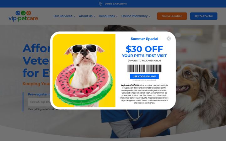 Screenshot of vippetcare.com