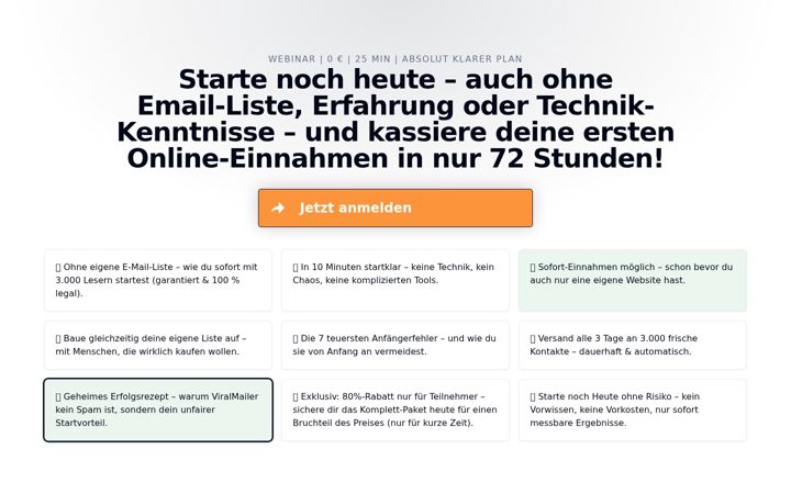 Captură de ecran a viralmailings.de