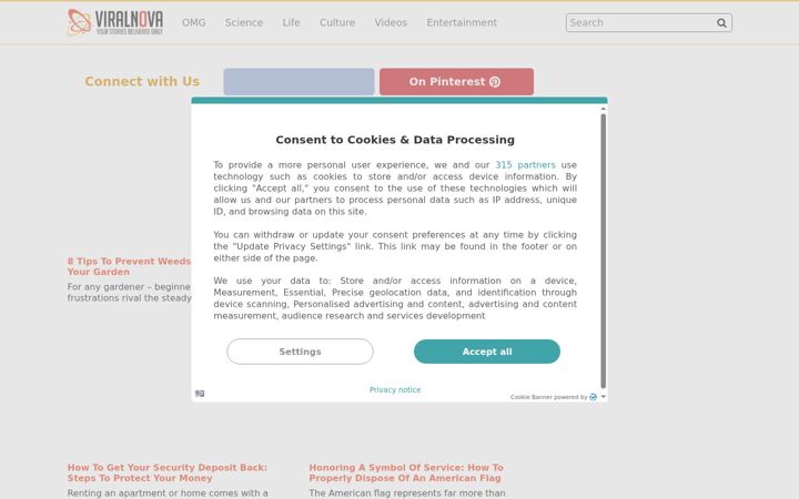 Screenshot of viralnova.com