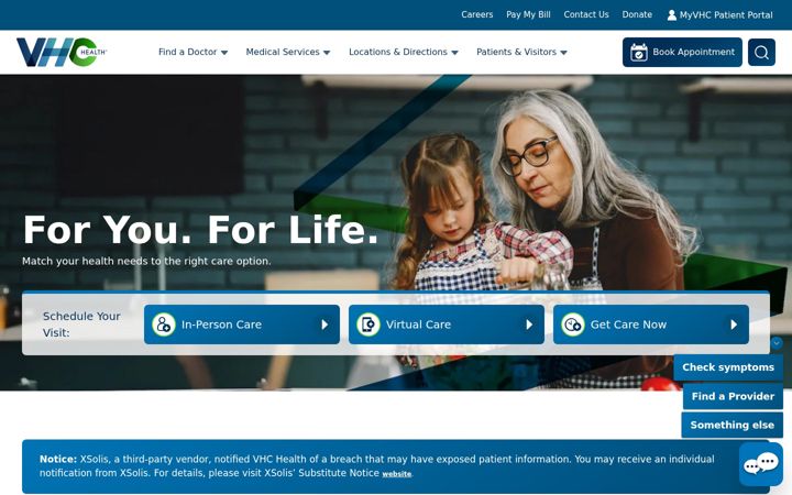 Screenshot of virginiahospitalcenter.com