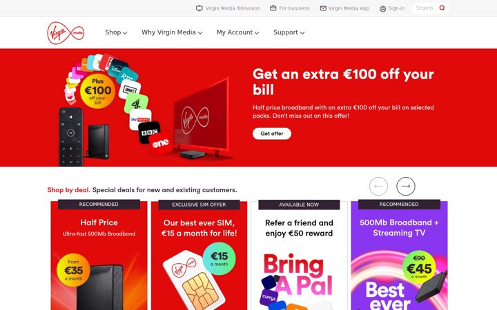 Screenshot of virginmedia.ie