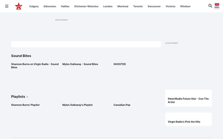 Screenshot of virginradio.ca