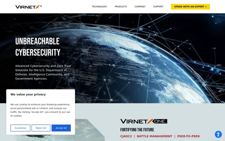 Screenshot of virnetx.com