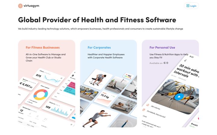 Captura de ecrã de virtuagym.com
