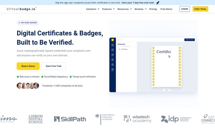 Screenshot of virtualbadge.io
