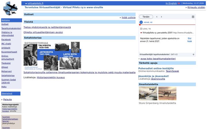 Screenshot of virtualpilots.fi